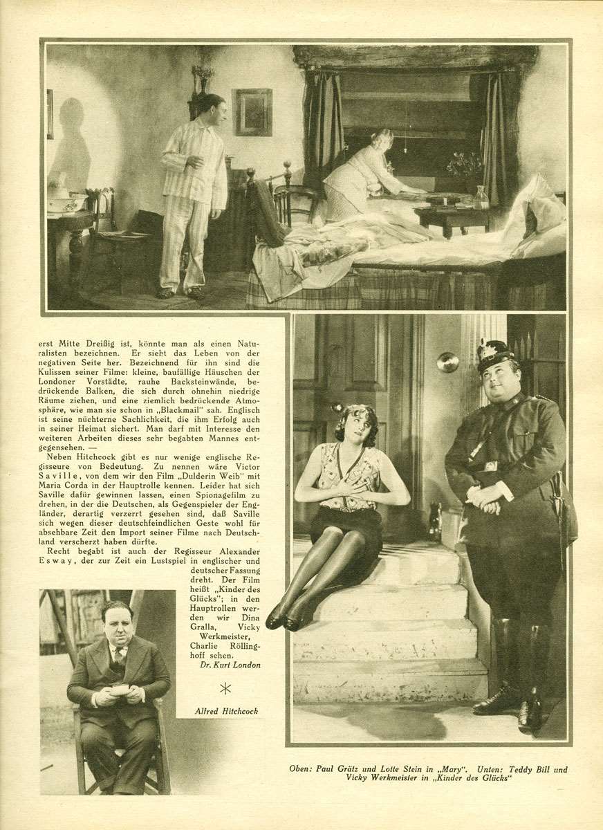 Belle page d'un magazine Allemand pour le film Mary sorti en 1931